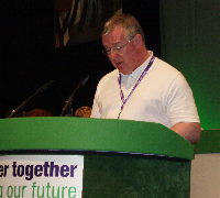 Bob Revie speaking at conference