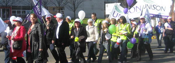 Activists march against cuts